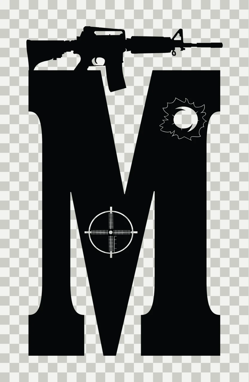 Gun Alphabet Character 03 scalable logo design icon transparency and detail preview thumbnail