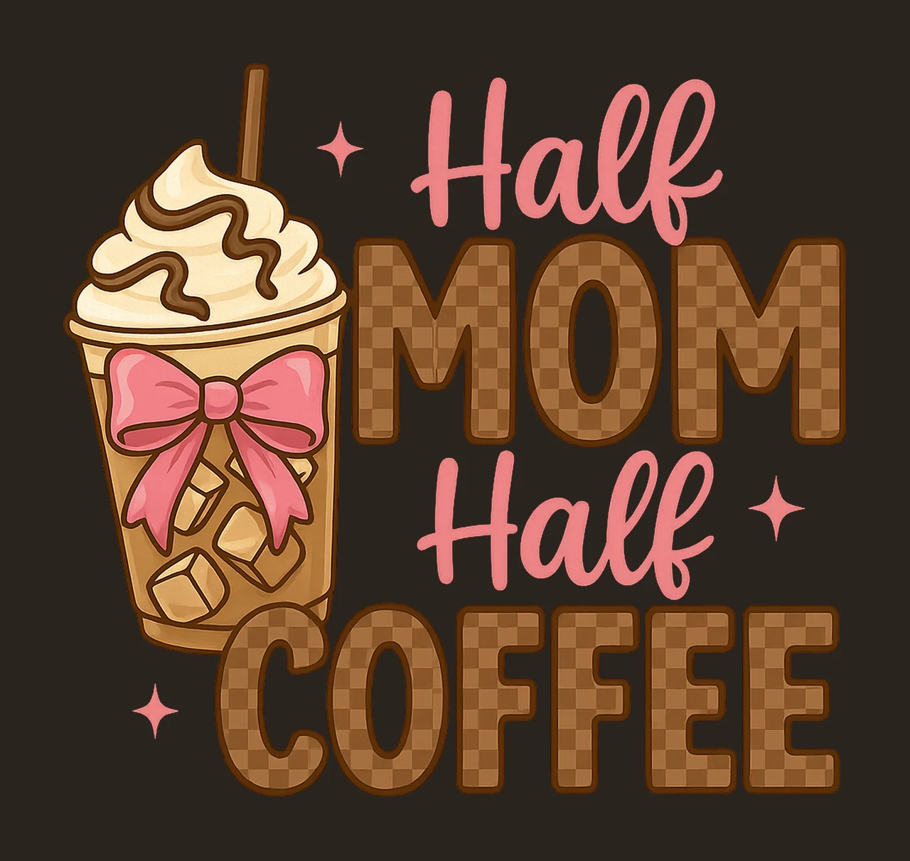 Half mom half coffee Retro Checkered Mama Coffee Coquette contrast preview thumbnail