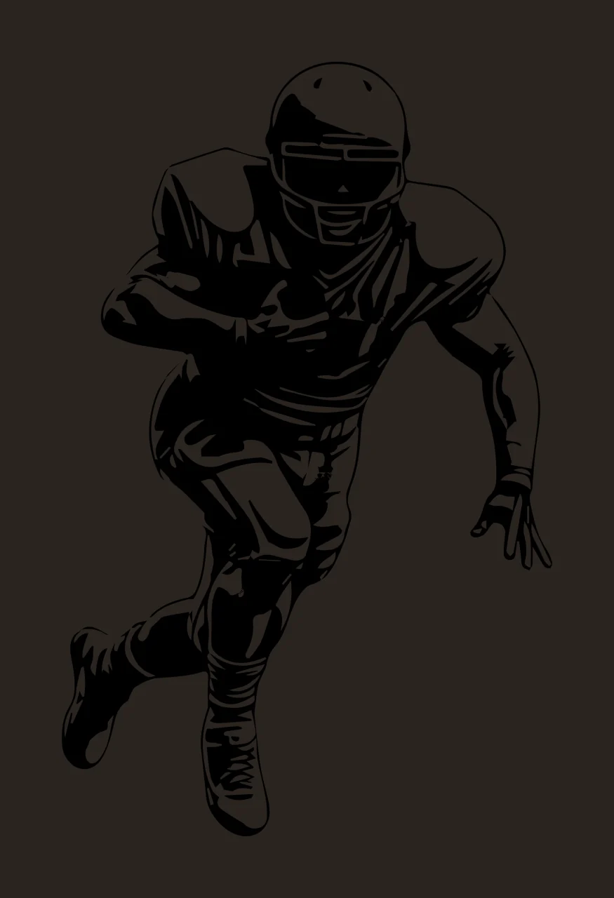 Football Player Running Line Art Illustration helmet uniform contrast preview thumbnail