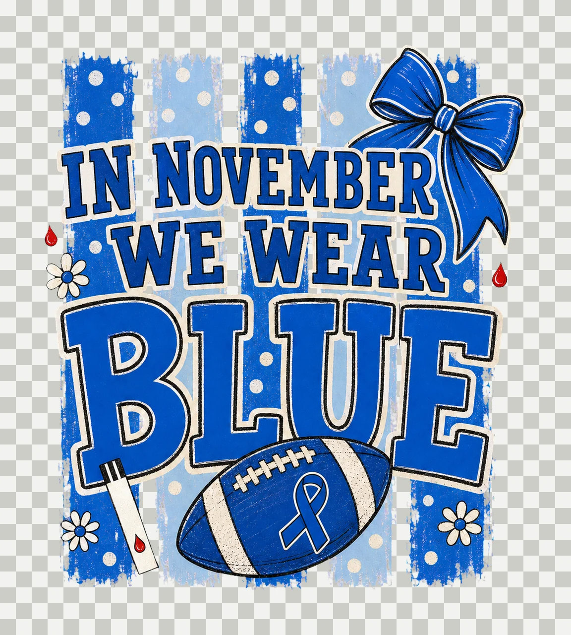 Preppy Football Diabetes Awareness Blue Variation C transparency and detail preview thumbnail