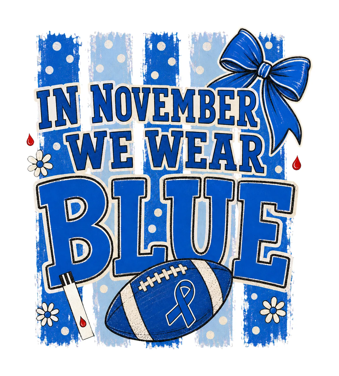 Preppy Football Diabetes Awareness Blue Variation C