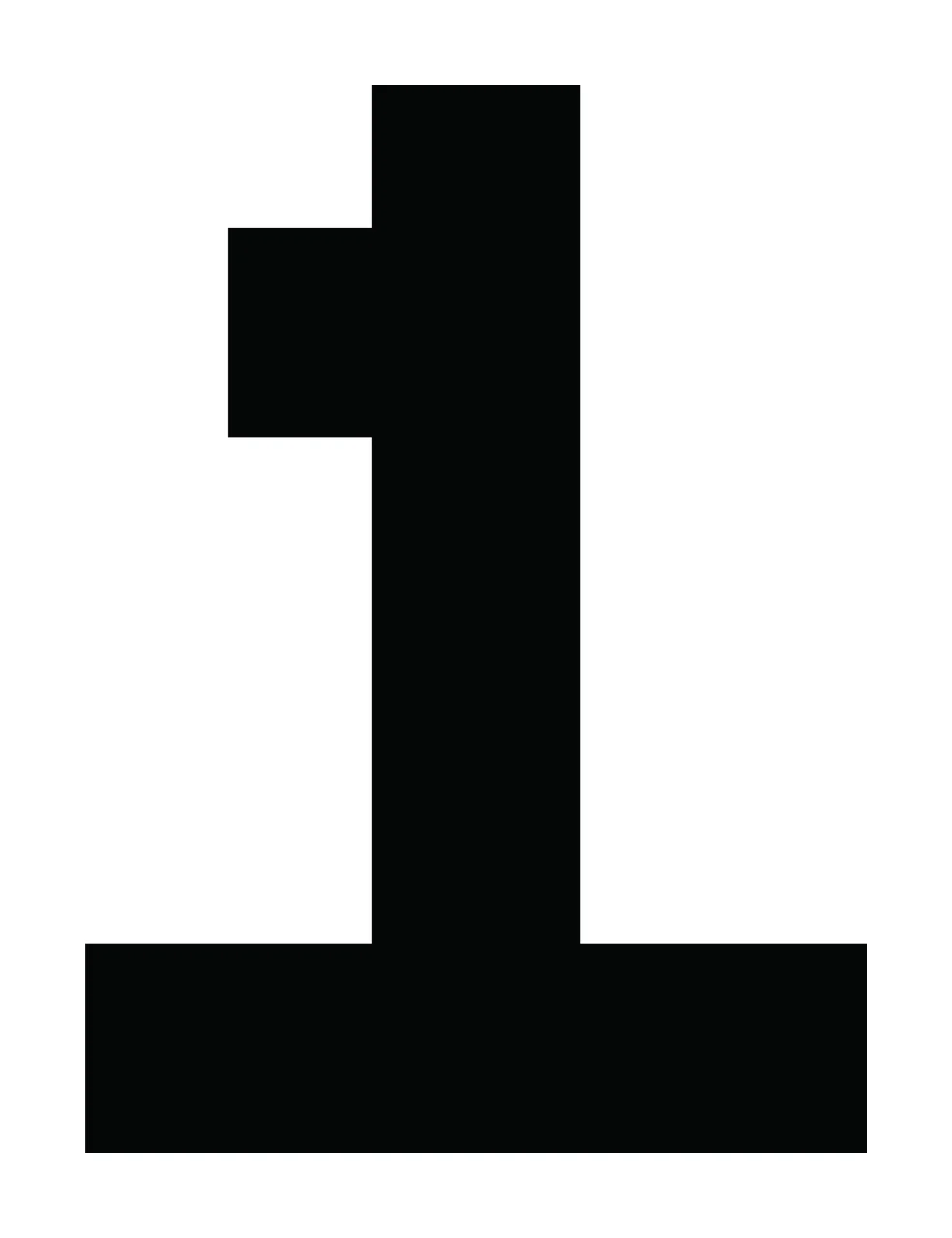 Number 1 Blocky Black Numeral One Centered block white typography