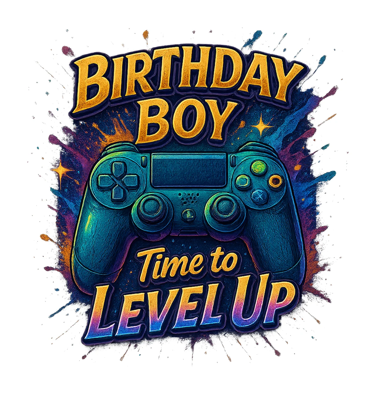 Gamer Birthday Time to Level Up Gaming Controller Artwork
