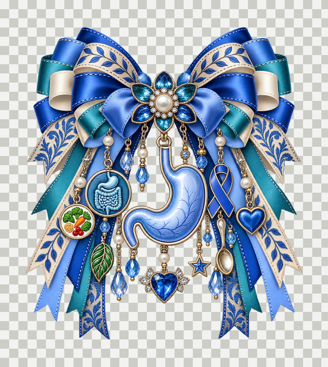Gastric Cancer Awareness PNG, Stomach and Intestines Coquette Bow, No Text Sublimation Clipart, Transparent Digital Download transparency and detail preview thumbnail