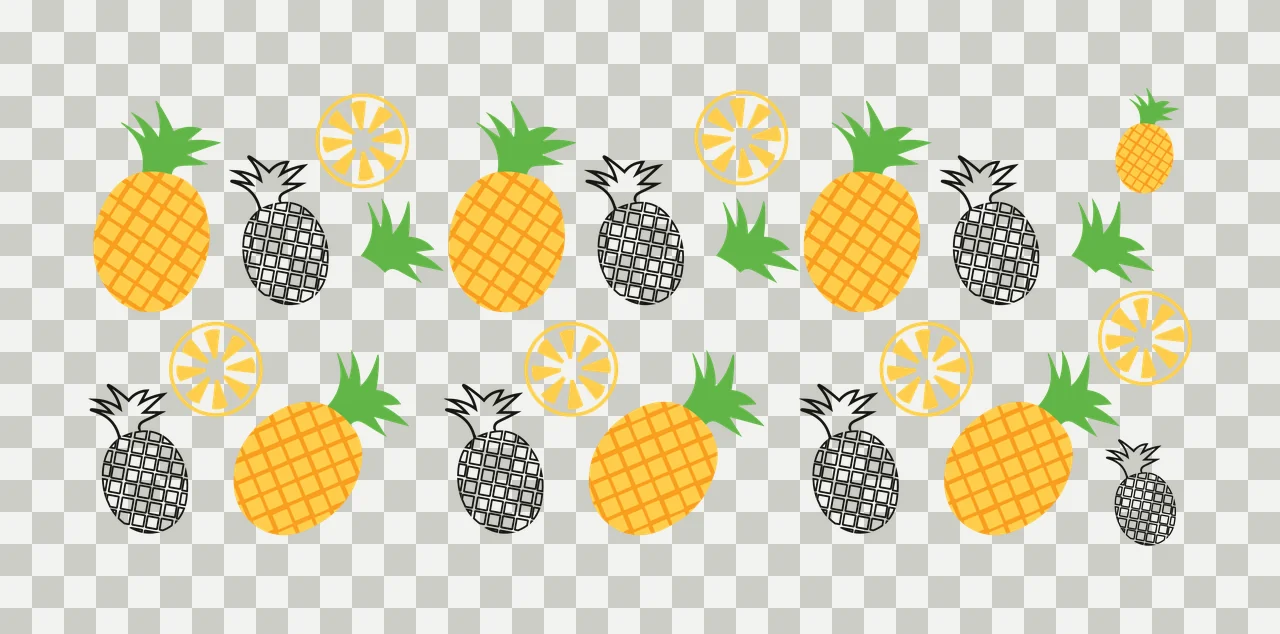 Can Glass Wrap Pineapple And Citrus Slice Pattern repeating transparency and detail preview thumbnail