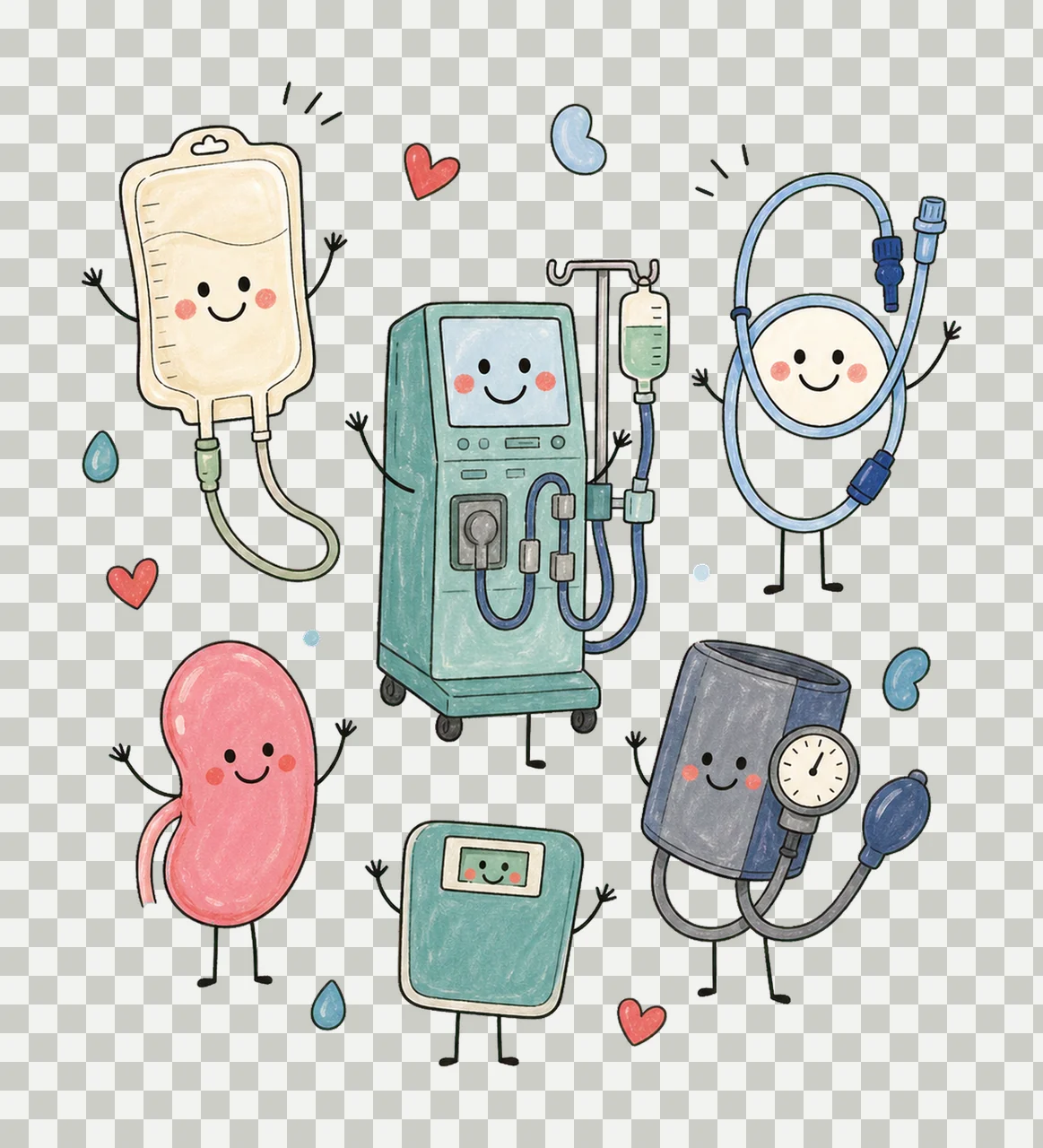 Dialysis Nurse Doodle Crew Cute Kidney Variation D transparency and detail preview thumbnail