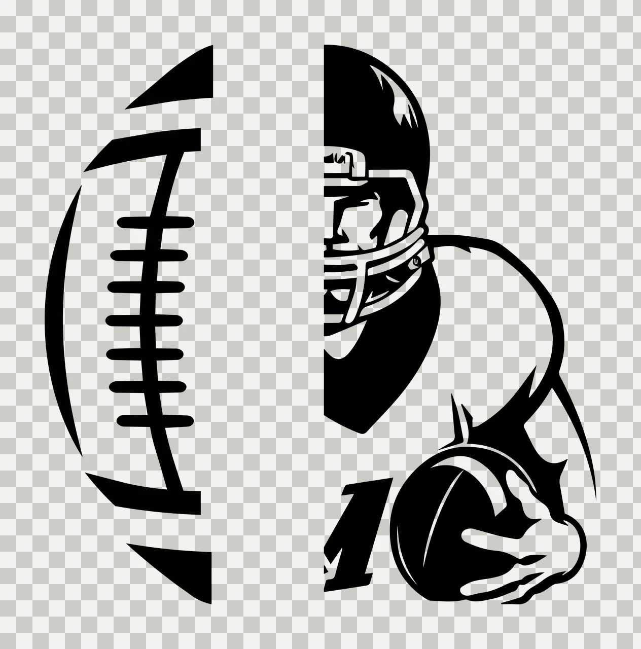 American Football And Player Split Composition playing helmet transparency and detail preview thumbnail