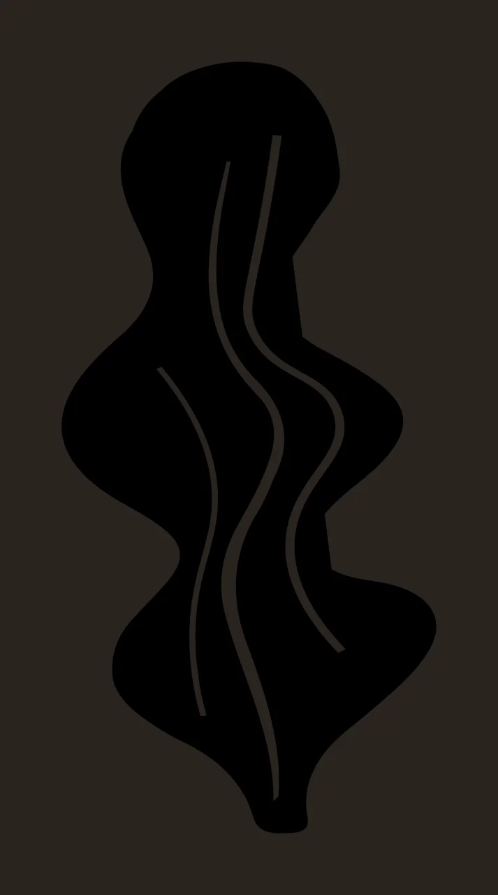 Solid Black Amorphous Shape With Three Vertical Wavy lines contrast preview thumbnail