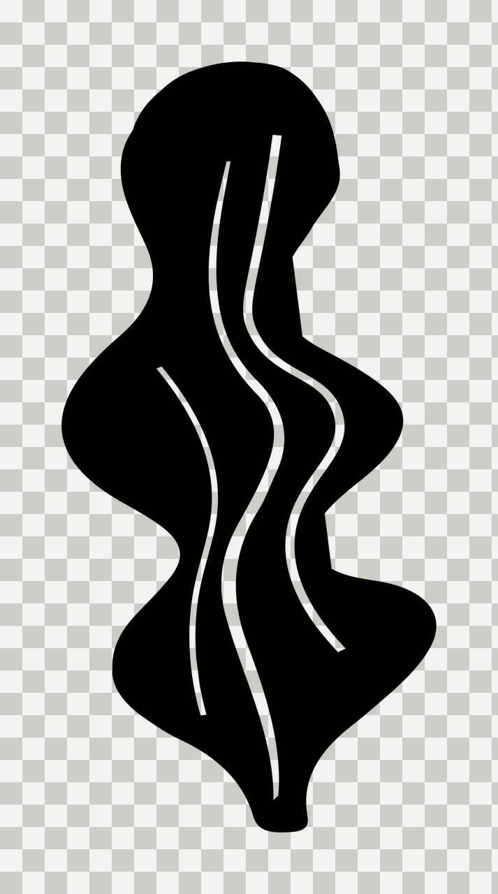 Solid Black Amorphous Shape With Three Vertical Wavy lines transparency and detail preview thumbnail