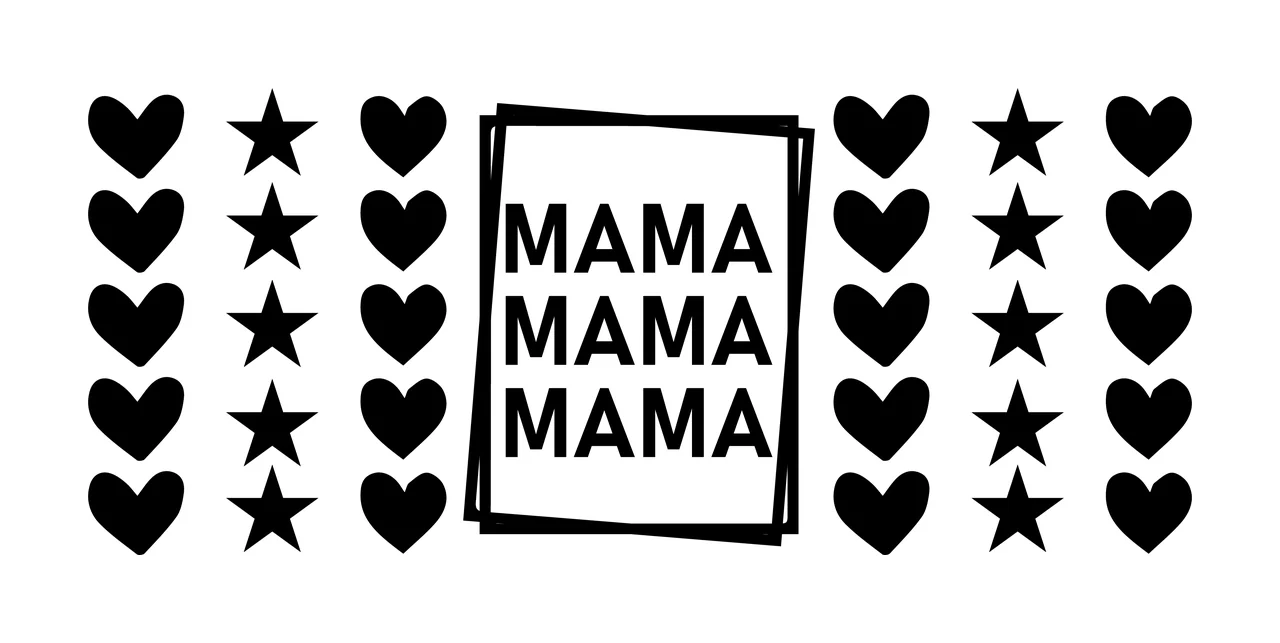 Can Glass Wrap Mama Mama Mama Repeated repeating hearts stars