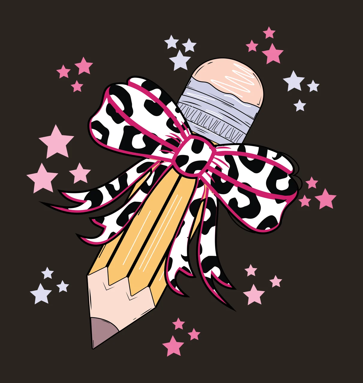 Black Silhouette Bow With Small Stars decorated white decoration contrast preview thumbnail