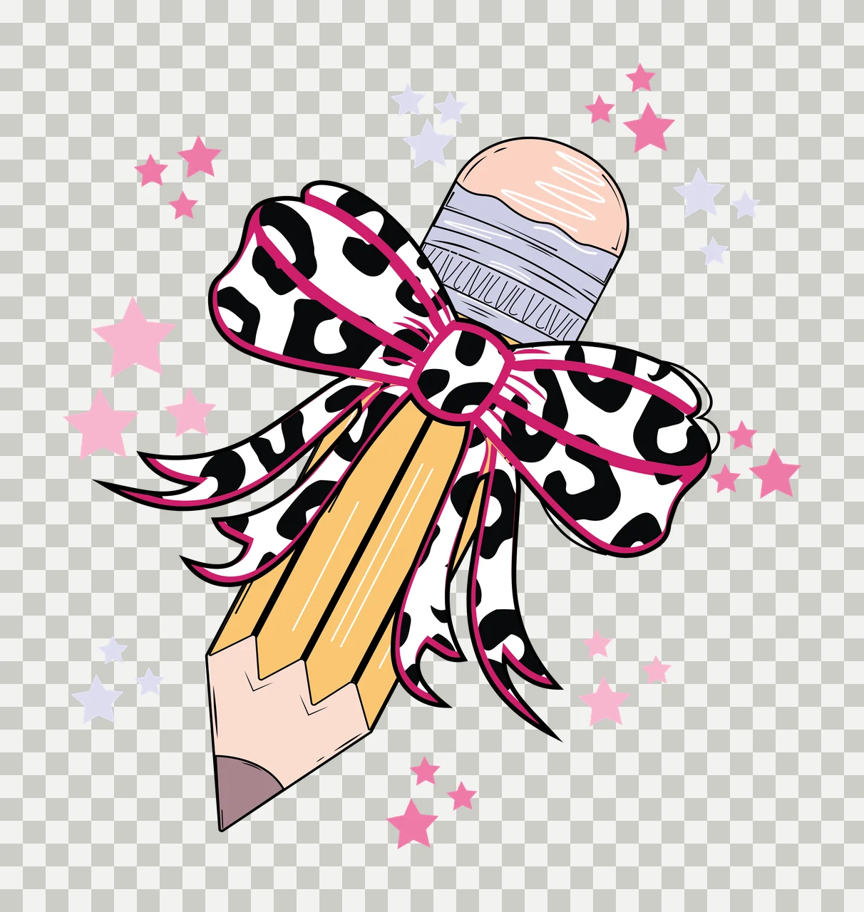 Black Silhouette Bow With Small Stars decorated white decoration transparency and detail preview thumbnail
