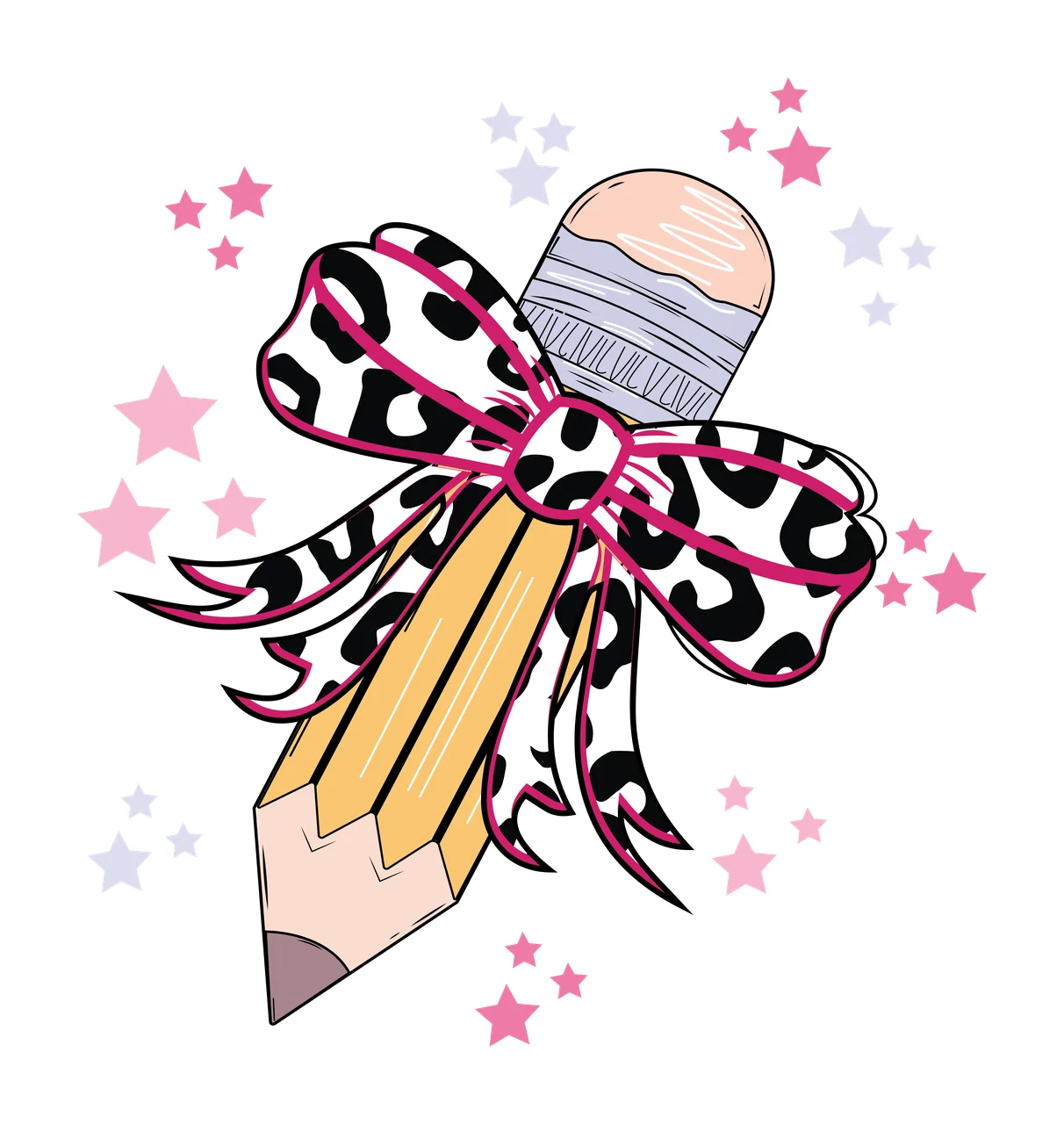 Black Silhouette Bow With Small Stars decorated white decoration