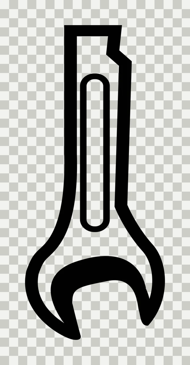 Black Outline Graphic Of A Hand Tool wrench linear white hardware transparency and detail preview thumbnail