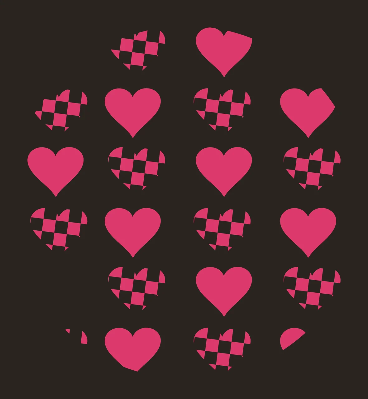 Keychain Heart Grid Pattern Circular Design hearts repeating contrast preview thumbnail