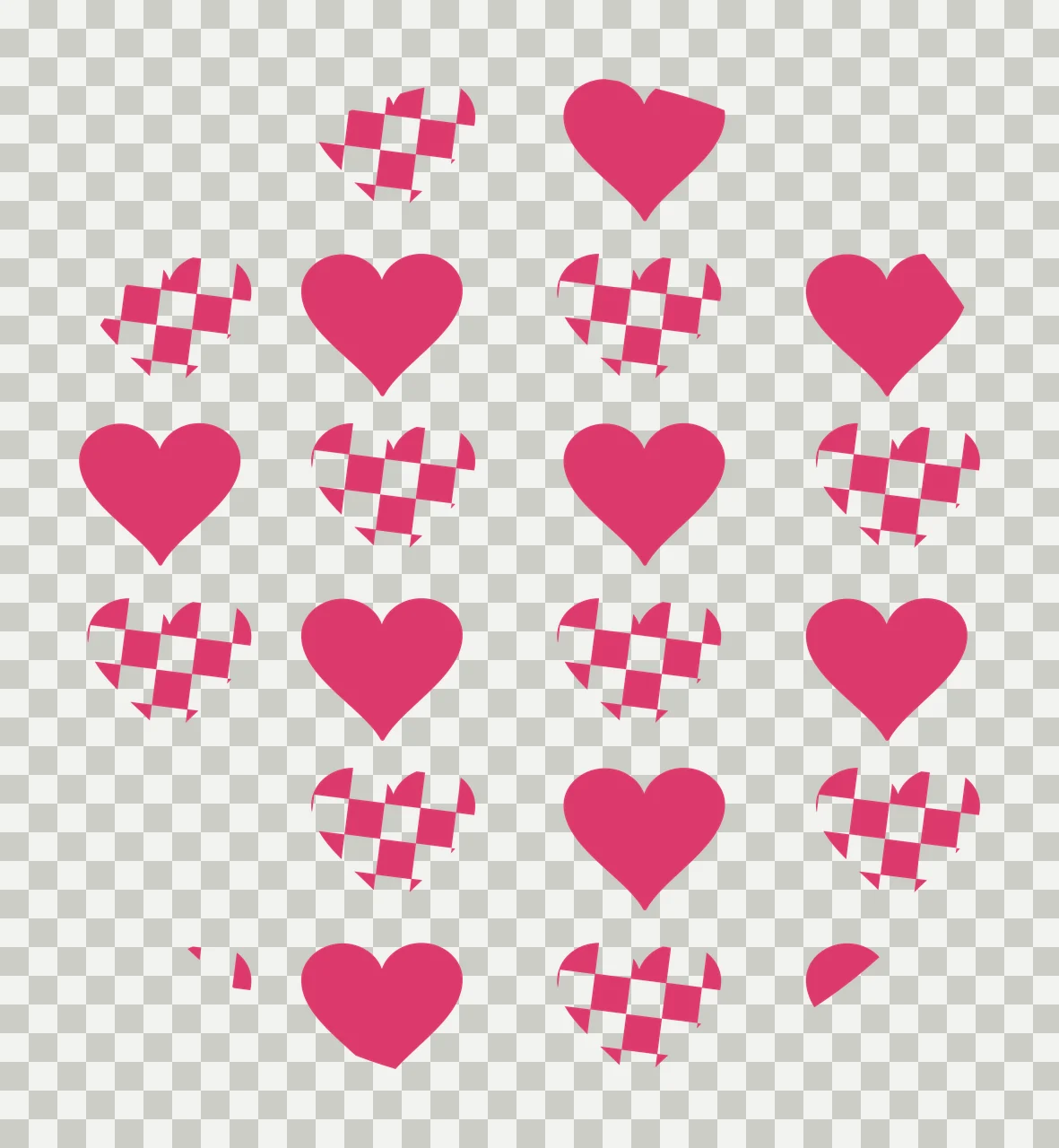 Keychain Heart Grid Pattern Circular Design hearts repeating transparency and detail preview thumbnail
