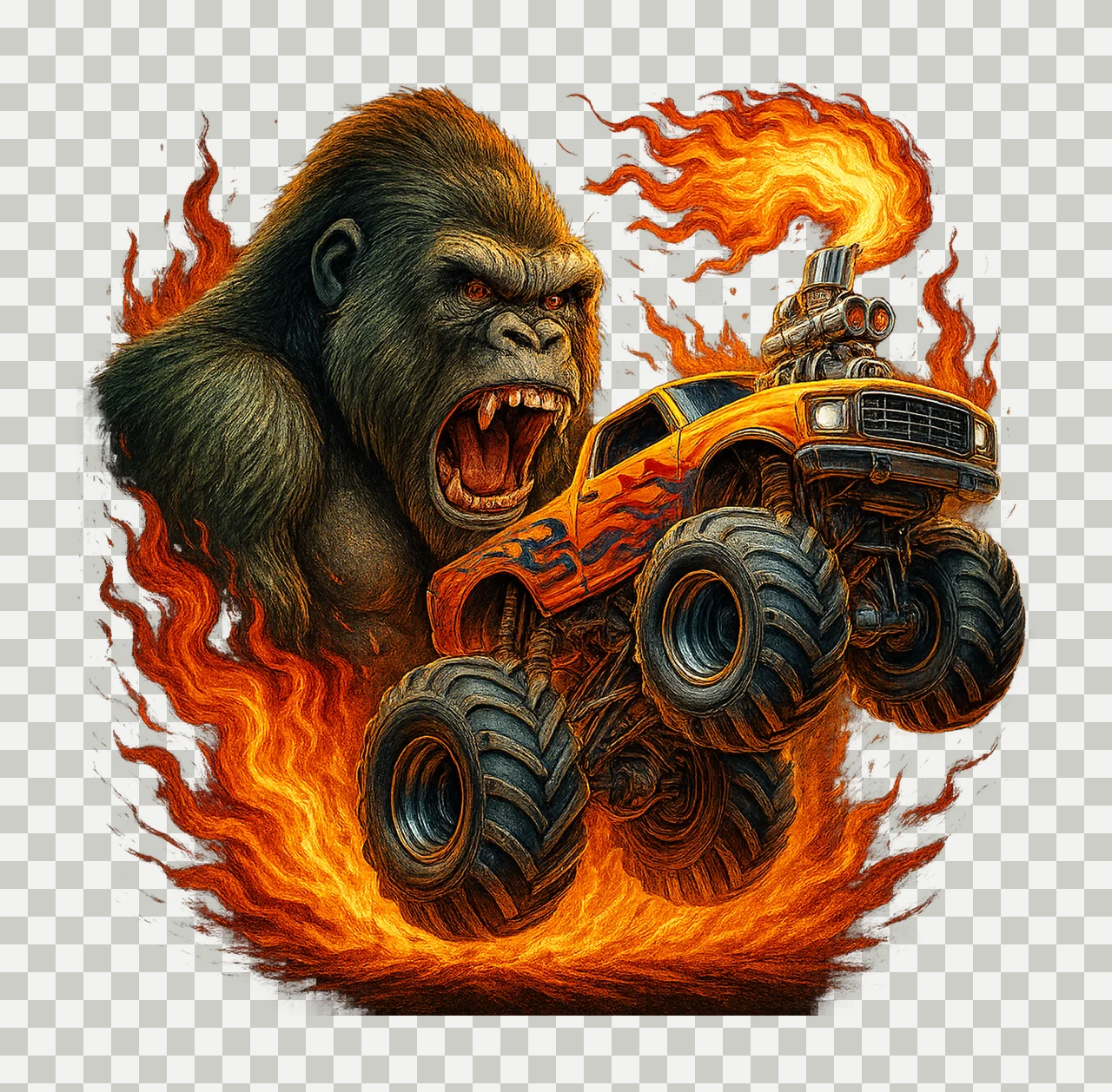 Rex Dinosaur Monster Truck Extreme Vehicle Sublimation transparency and detail preview thumbnail