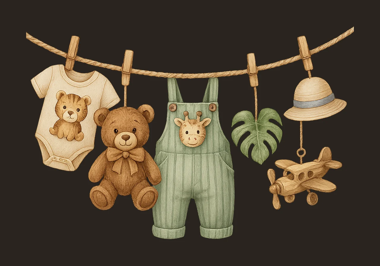 Jungle Baby Clothes Artwork Watercolor Variation B contrast preview thumbnail