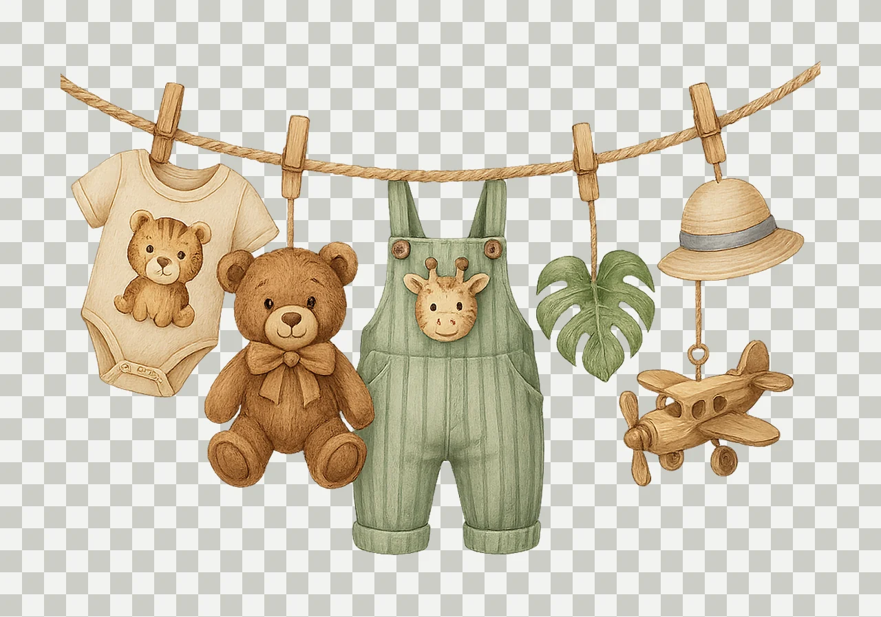 Jungle Baby Clothes Artwork Watercolor Variation B transparency and detail preview thumbnail