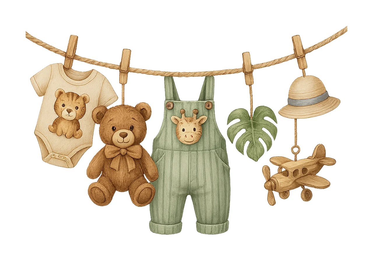 Jungle Baby Clothes Artwork Watercolor Variation B
