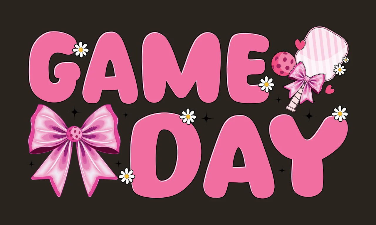 Game Day Text With Bow And Stars displayed star flower bubbly font contrast preview thumbnail