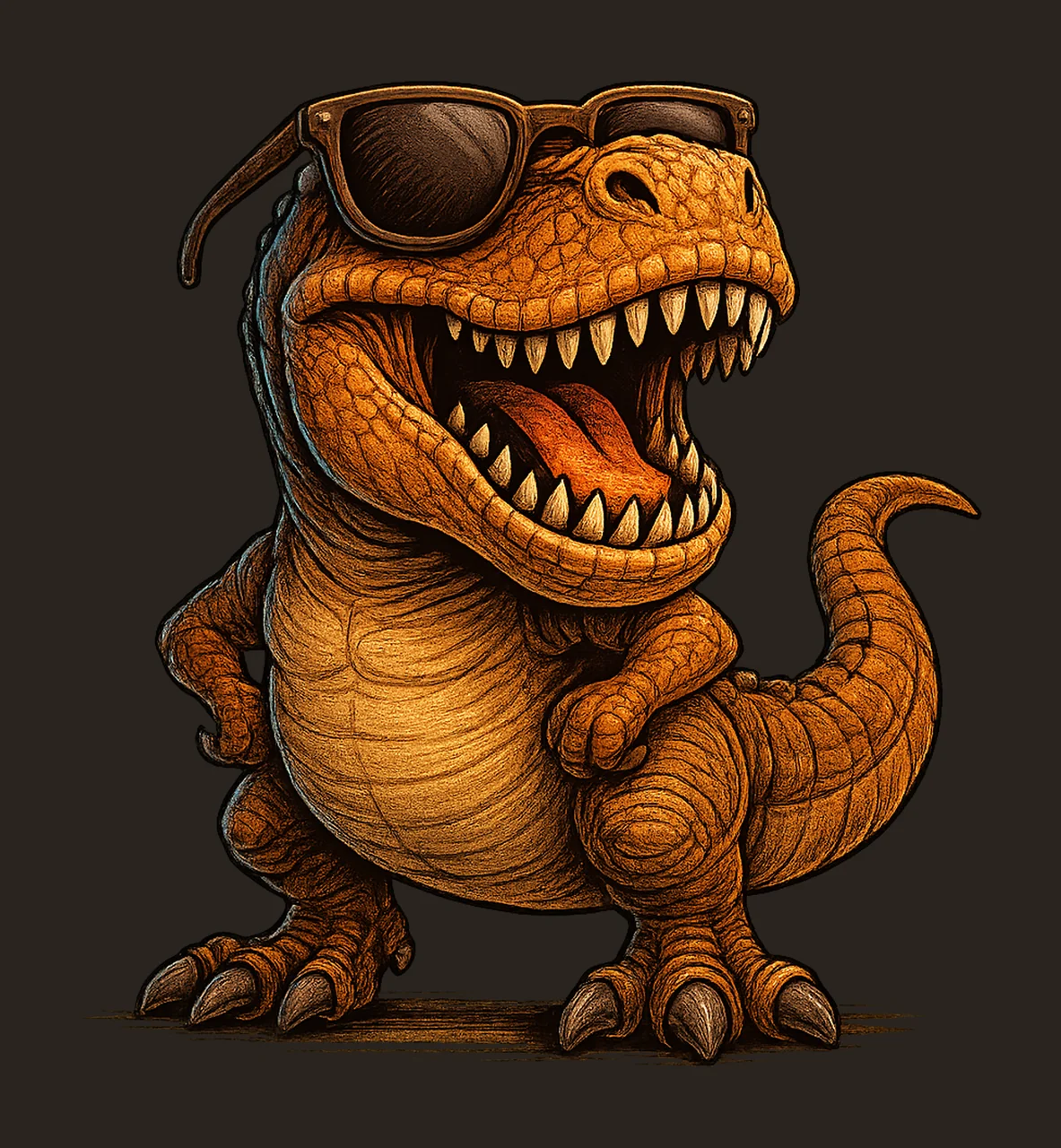 Mini Rex With Glasses Cute Dinosaur Artwork Fun Kids Shirt contrast preview thumbnail