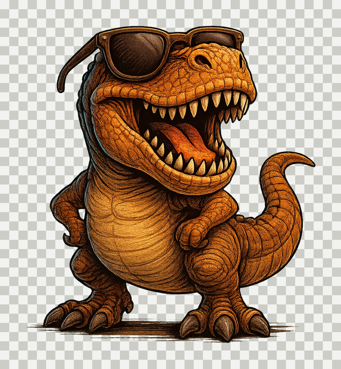 Mini Rex With Glasses Cute Dinosaur Artwork Fun Kids Shirt transparency and detail preview thumbnail