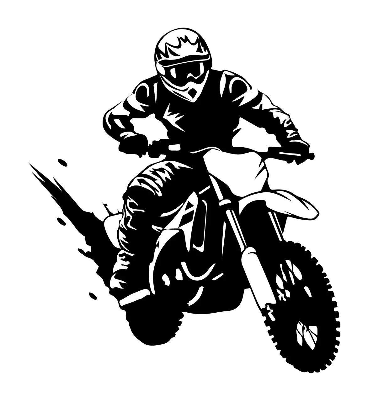 Motorcycle Rider In Motion Silhouette riding helmet dirt black