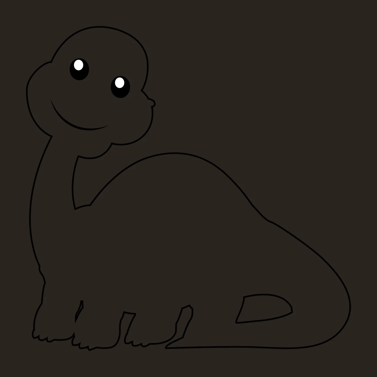 Dinosaur Outline Drawing With Smile eyes line black white cartoon contrast preview thumbnail