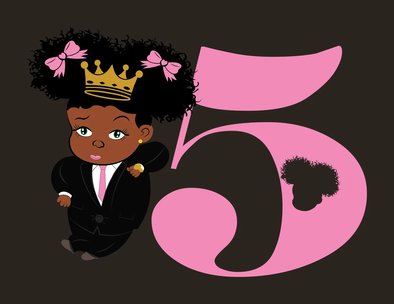 Black 5 Silhouette Of A Curly Haired Figure standing number five contrast preview thumbnail