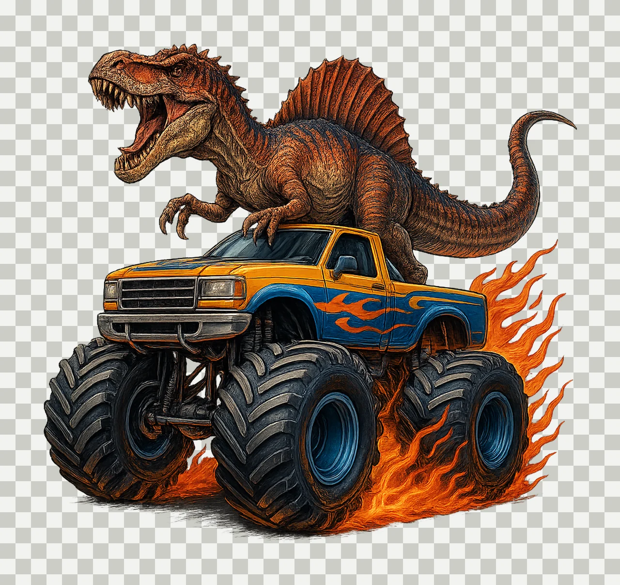 Monster Truck Rex Dinosaur Artwork Extreme Vehicle transparency and detail preview thumbnail