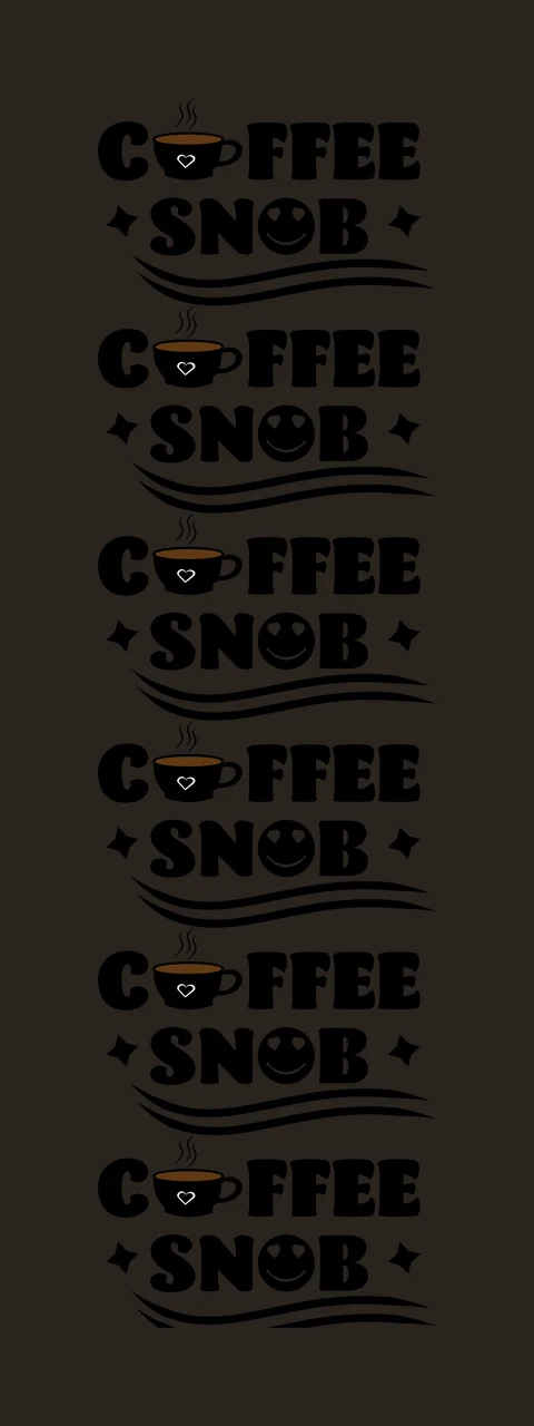Coffee Snob Text And Cup Motif listed smiley face waves typography contrast preview thumbnail