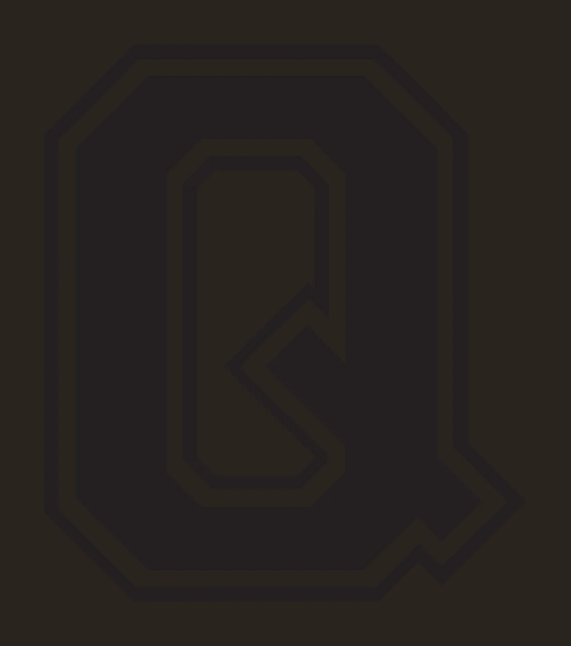 Q Letter Design with double outline, block typography and inner cutout in black and white contrast preview thumbnail