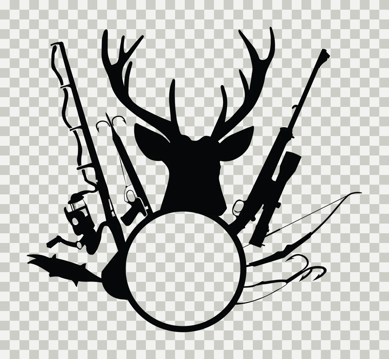Deer Monogram Hunting Fishing Character 01 hunter buck antlers transparency and detail preview thumbnail