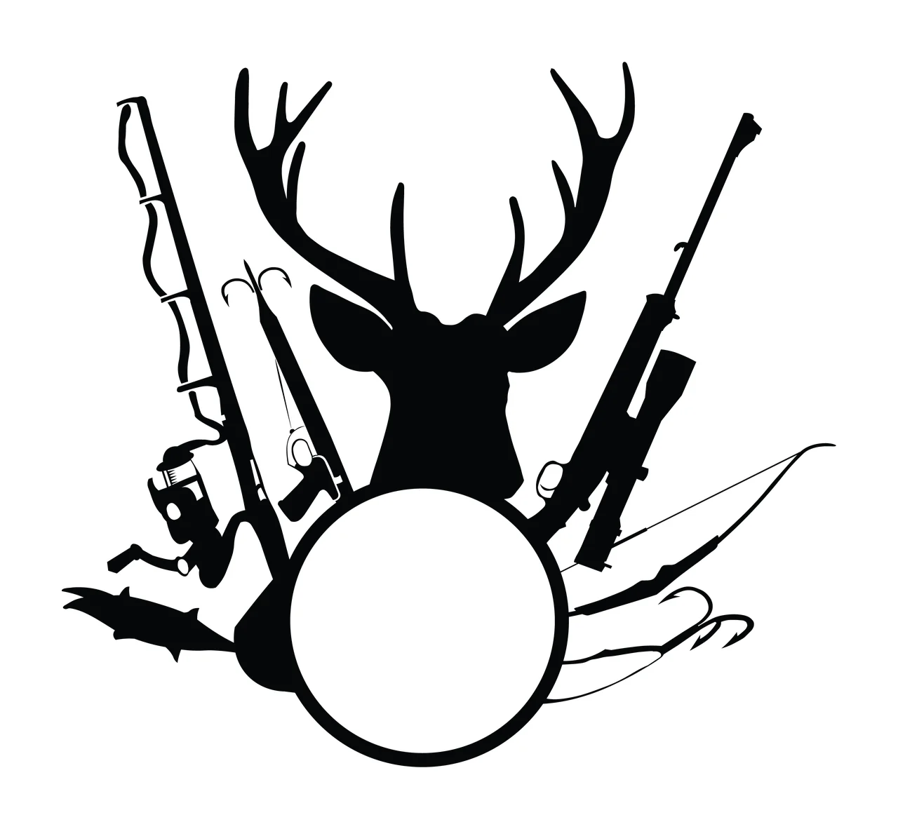 Deer Monogram Hunting Fishing Character 01 hunter buck antlers