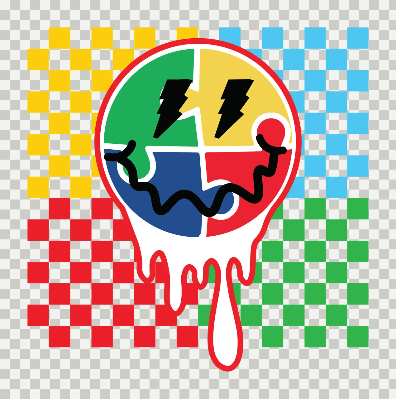 Black Dripping Circle On Checkerboard pattern white and 1 F16 autism transparency and detail preview thumbnail