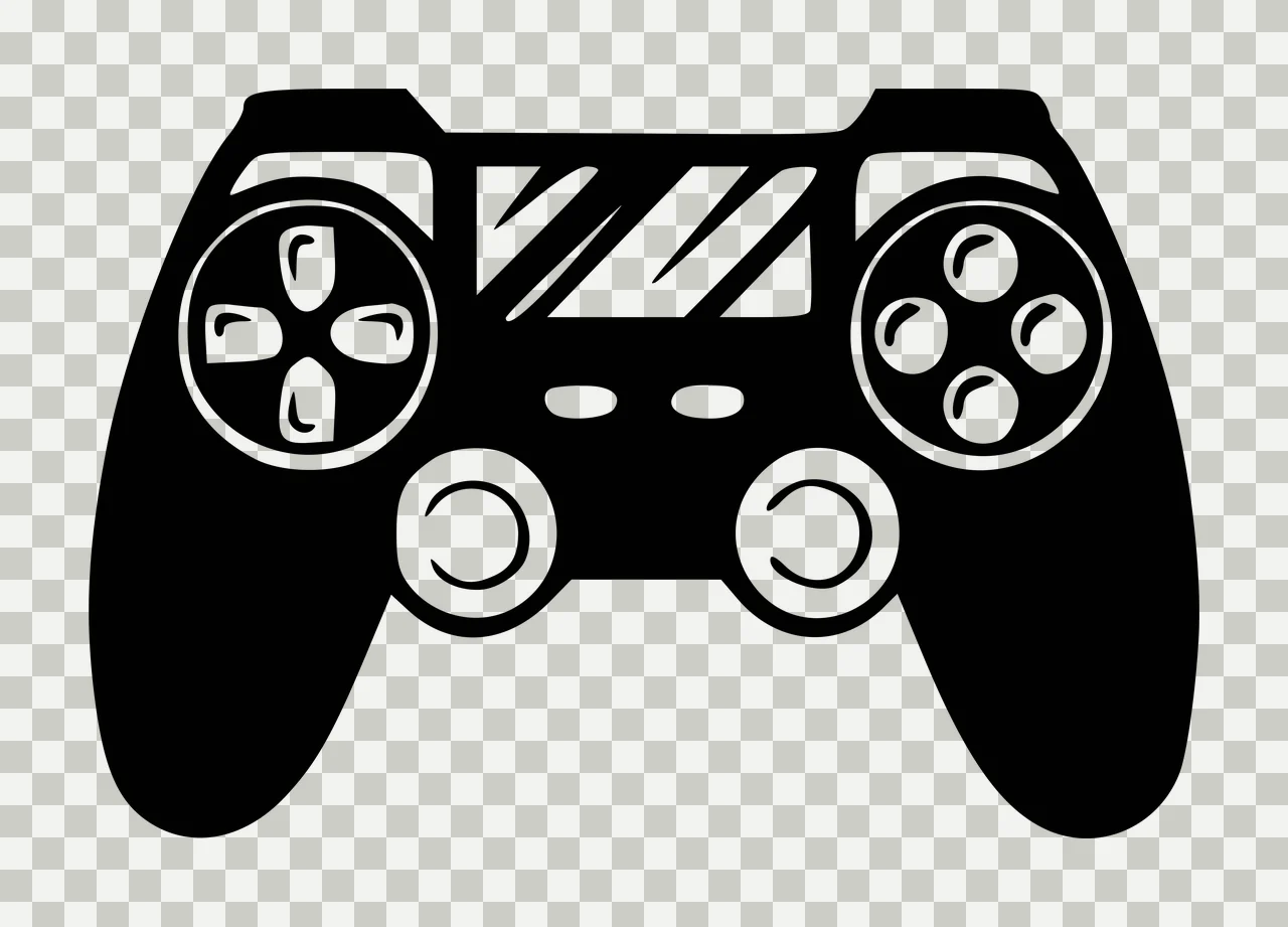 Black And White Illustration Of A Game controller joysticks transparency and detail preview thumbnail