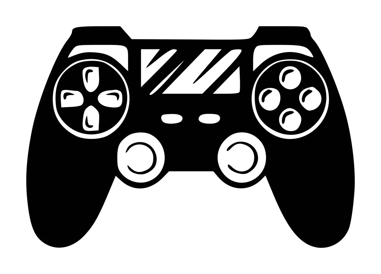 Black And White Illustration Of A Game controller joysticks