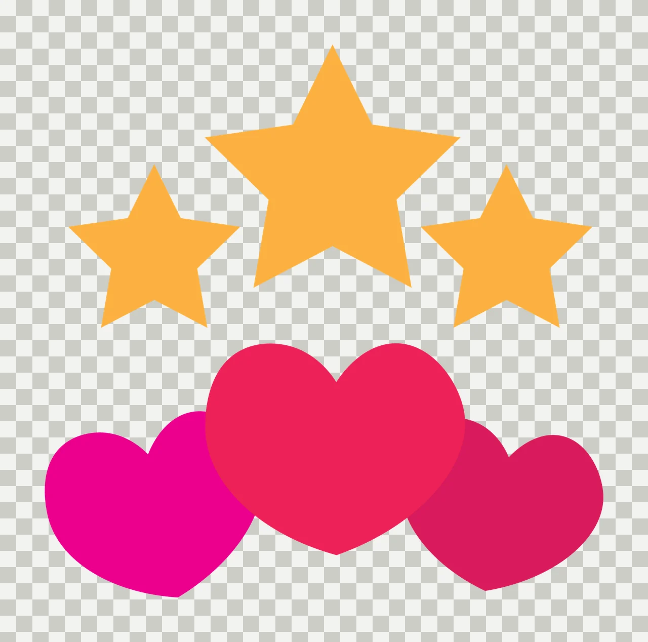 Three Black Stars Hovering Above A Cluster and hearts floating transparency and detail preview thumbnail