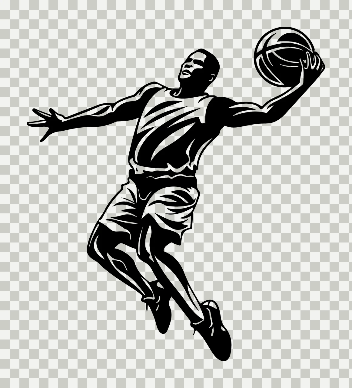 Player Basketball Jumping With Ball jersey shorts shoes stenciled transparency and detail preview thumbnail