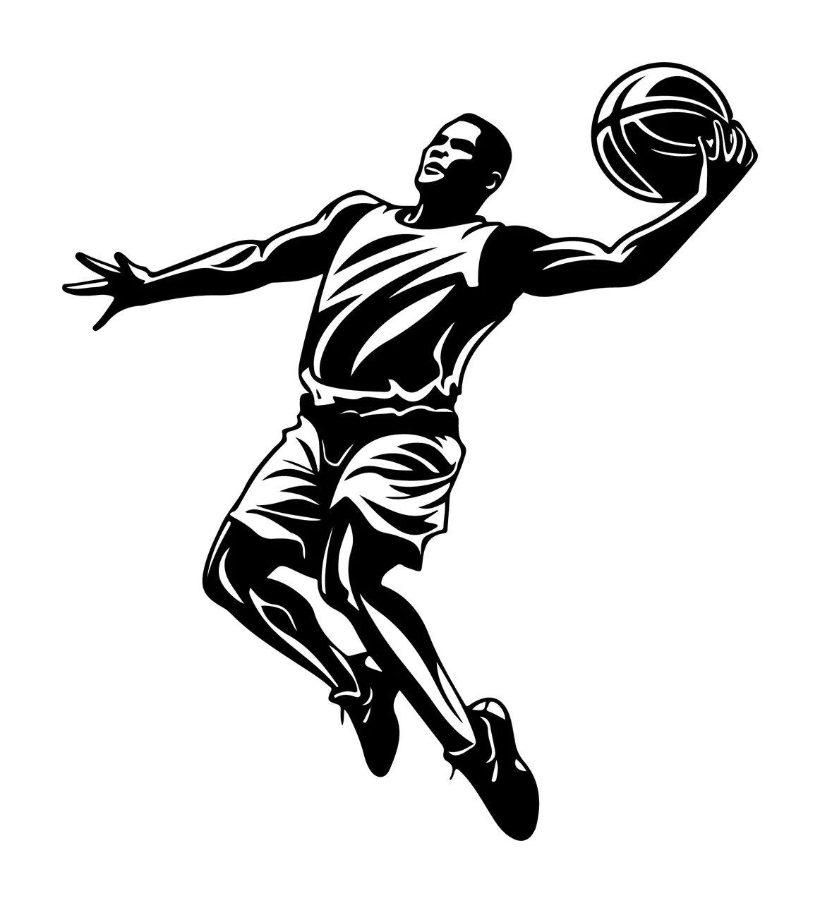 Player Basketball Jumping With Ball jersey shorts shoes stenciled