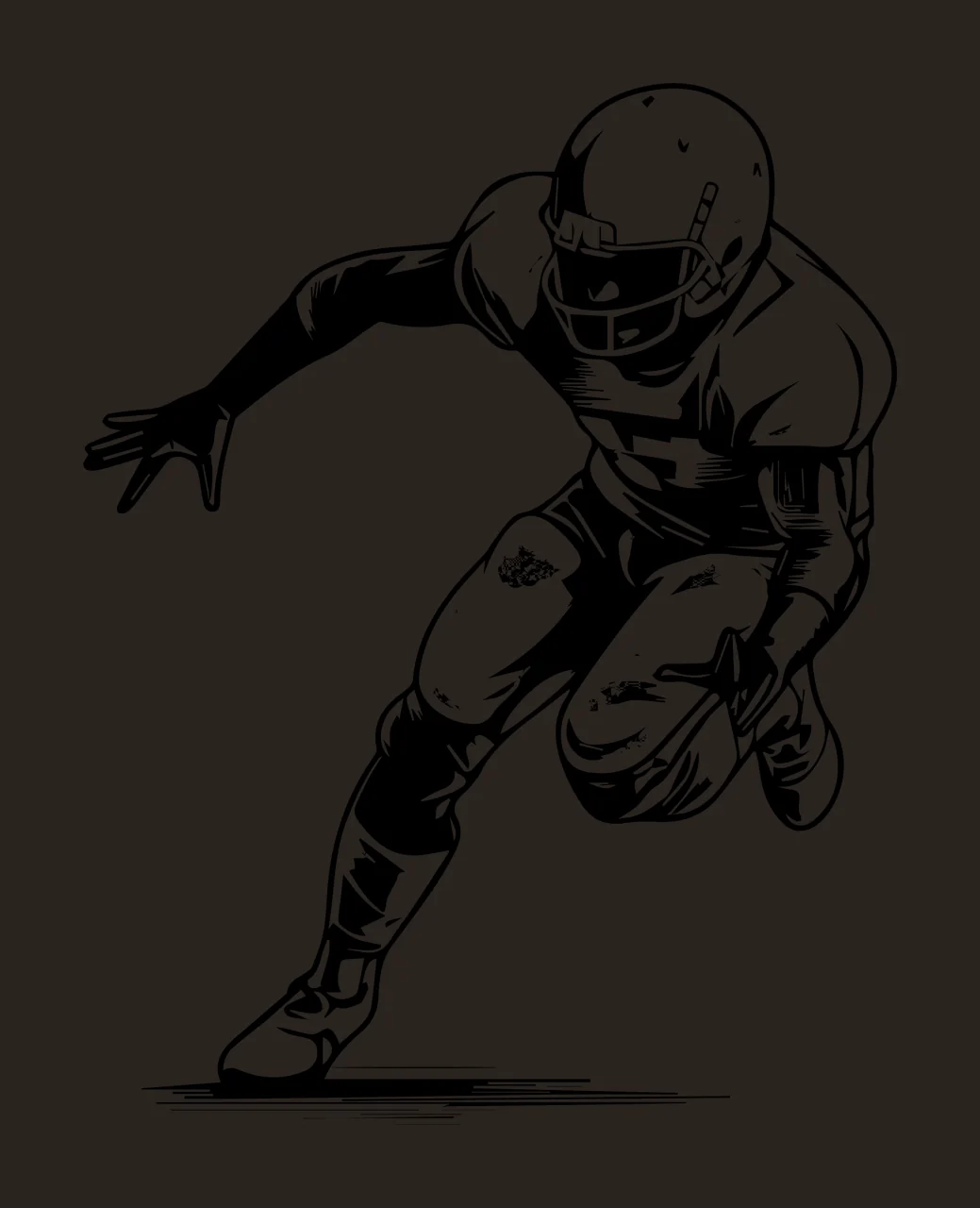 Football Player Running In Uniform Silhouette helmet black contrast preview thumbnail