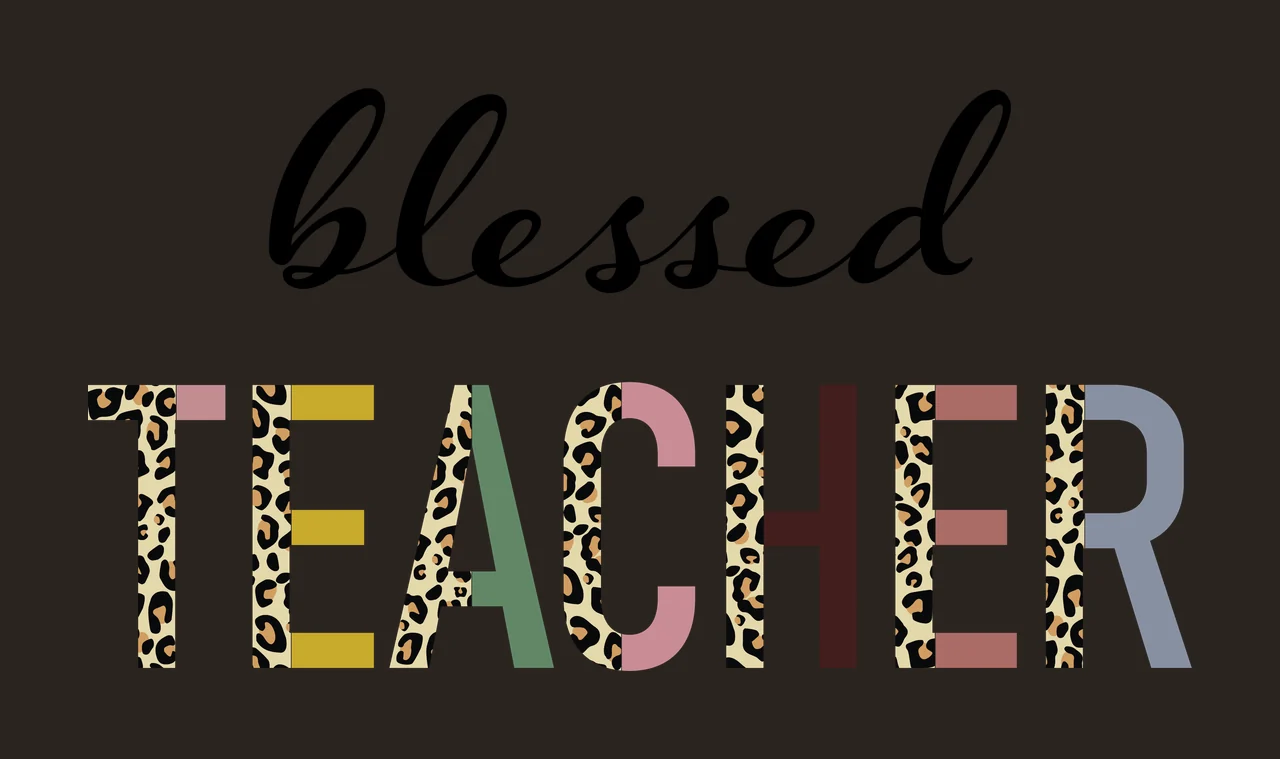 Blessed Teacher Typography Word Art display minimalist black contrast preview thumbnail