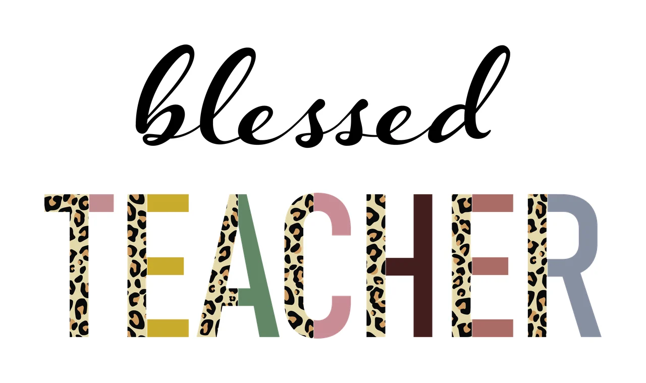 Blessed Teacher Typography Word Art display minimalist black