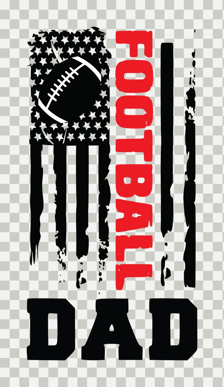 Football Dad Distressed Flag Typography and stars stripes black transparency and detail preview thumbnail