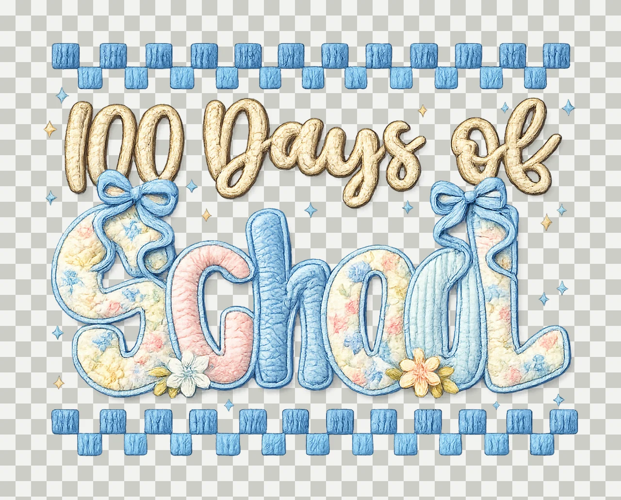 Latch Hook Yarn 100 Days of School Bow Crochet Design transparency and detail preview thumbnail