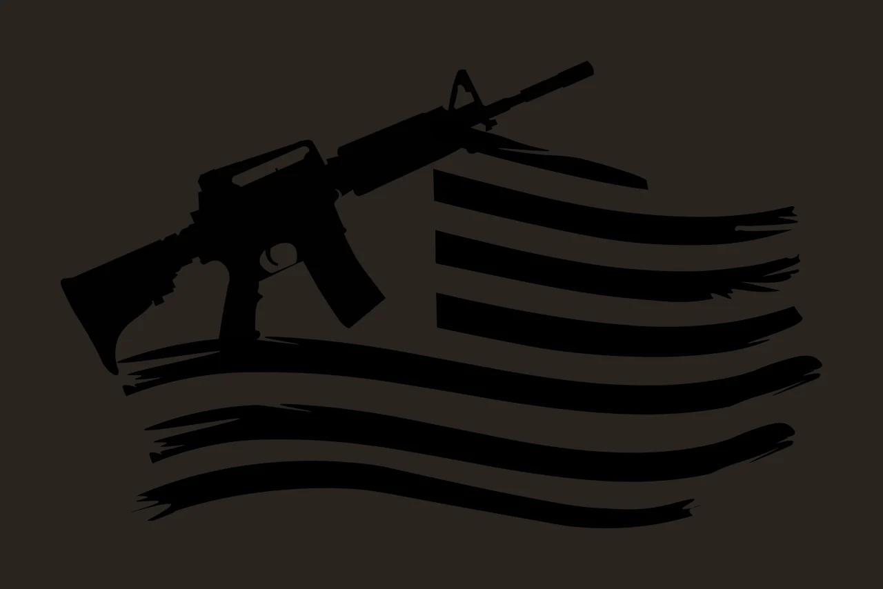Flag Rifle Silhouette With Stripes black weapon firearm contrast preview thumbnail