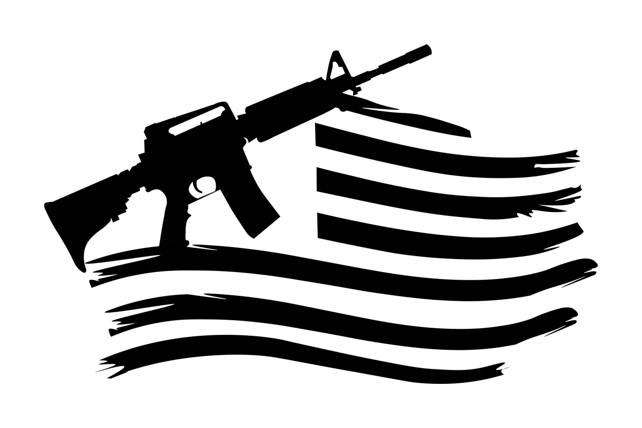 Flag Rifle Silhouette With Stripes black weapon firearm
