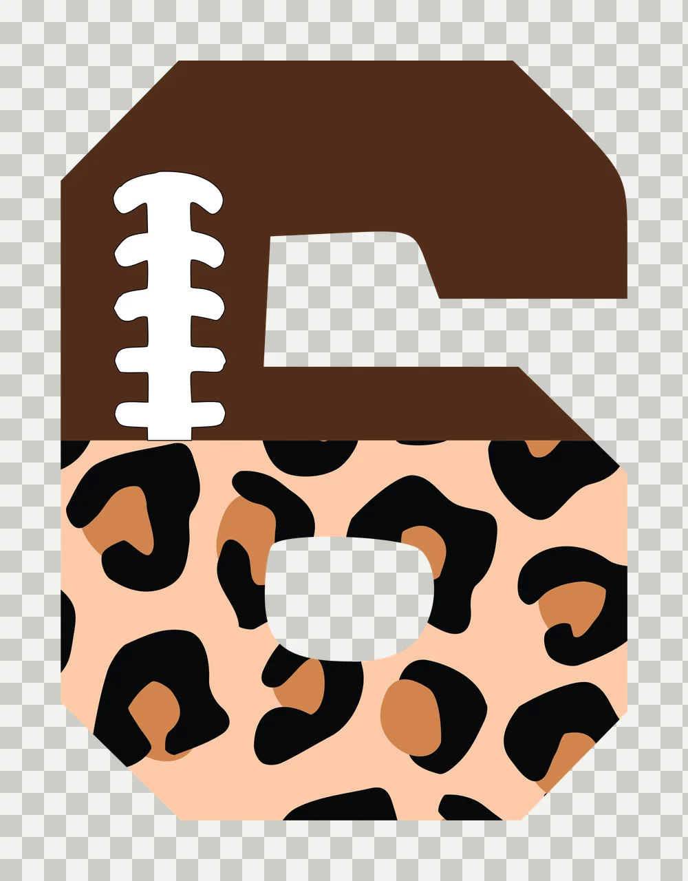 Football Font Half Leopard Character 23 american gridiron touchdown transparency and detail preview thumbnail