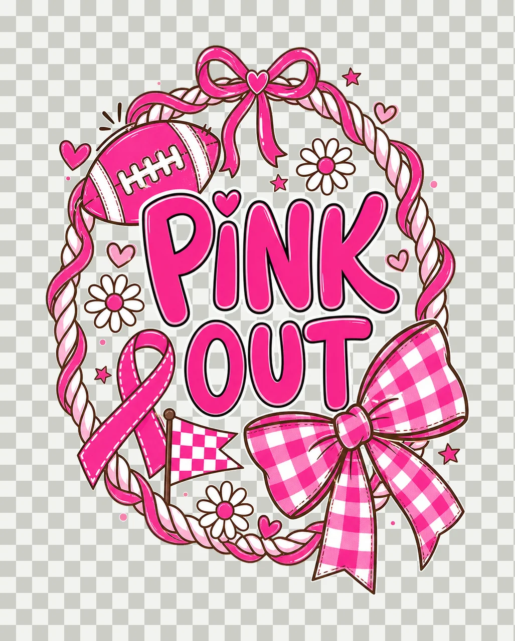 Preppy Football Pink Out Coquette Breast Cancer Variation A transparency and detail preview thumbnail